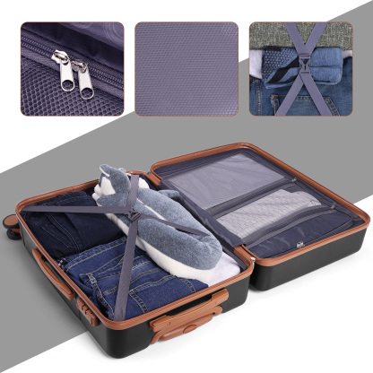 SANOPY 3 Piece Hardshell Luggage Set, ABS+PC Lightweight Suitcase Set with Double Spinner Wheels TSA Lock. (Black)