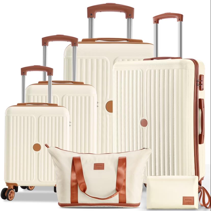 HOTEEL 3 Piece Carry on Luggage Set 20in Suitcase with Spinner Wheels TSA Lock, PC ABS Hardside Luggage Set with Toiletry Bag & Travel Gym Bag, Black