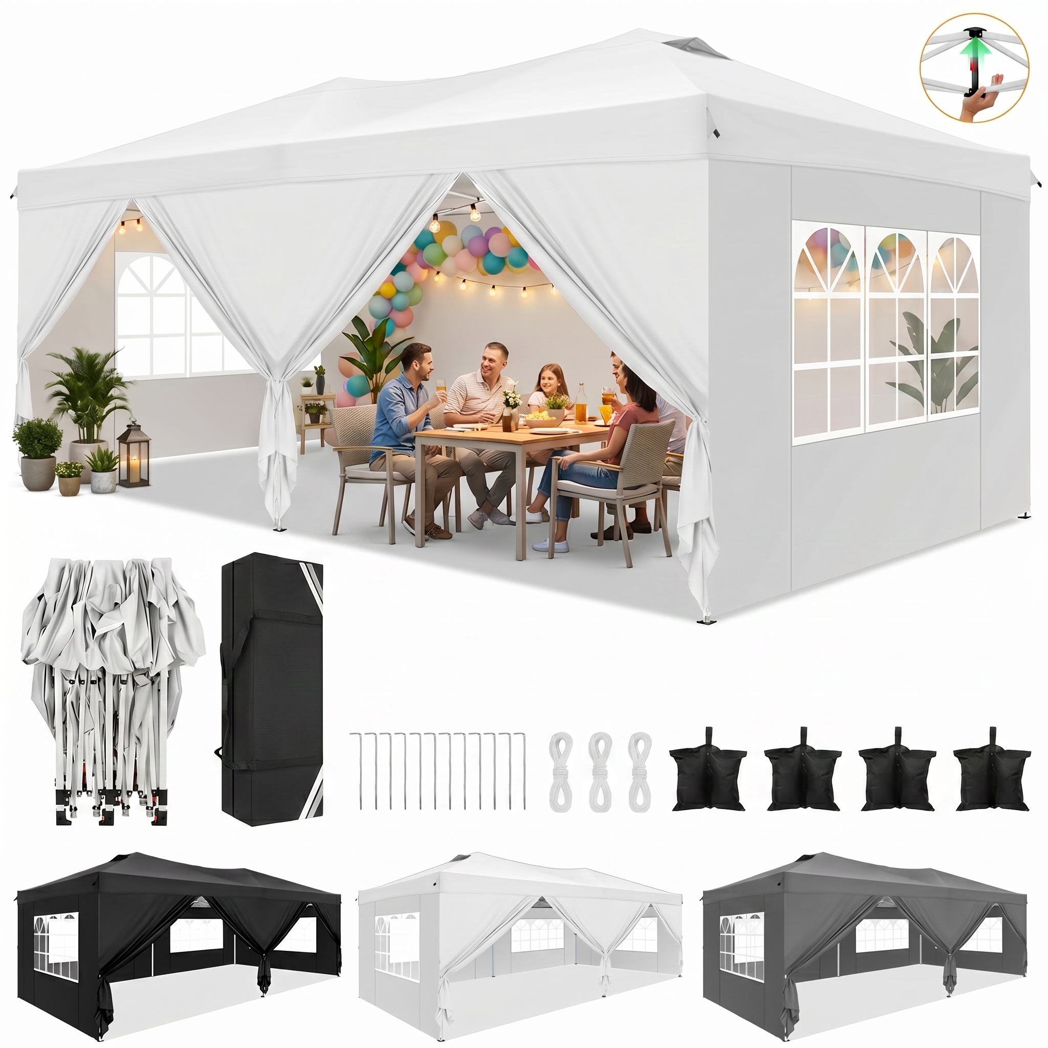 SANOPY 10' x 10' Straight Leg Pop-up Canopy Tent Easy Two Person Setup Instant Outdoor Canopy Folding Shelter with 4 Removable Sidewalls, Air Vent on The Top, 4 Sandbags, Carrying Bag, Black