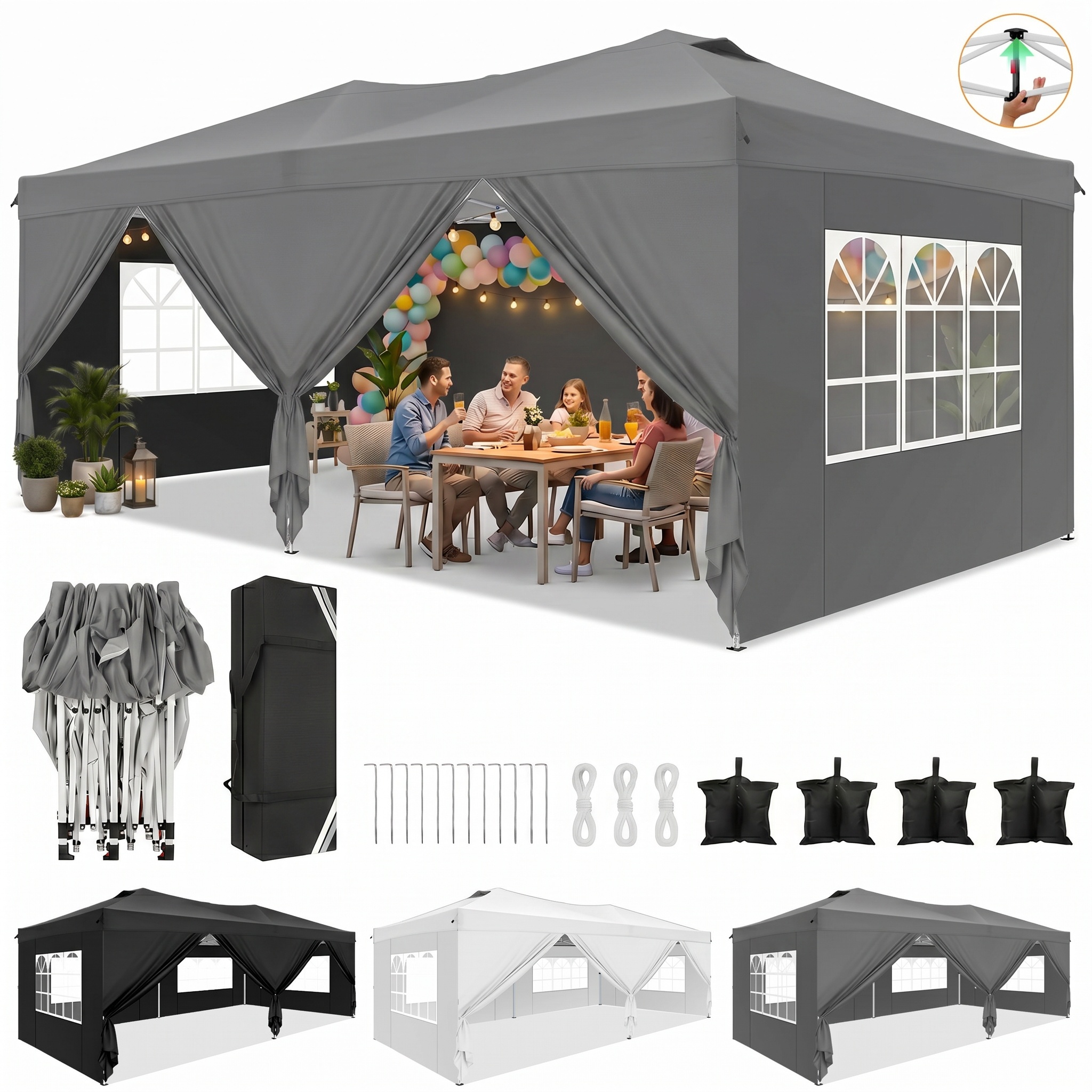 SANOPY 10' x 10' Straight Leg Pop-up Canopy Tent Easy Two Person Setup Instant Outdoor Canopy Folding Shelter with 4 Removable Sidewalls, Air Vent on The Top, 4 Sandbags, Carrying Bag, Black