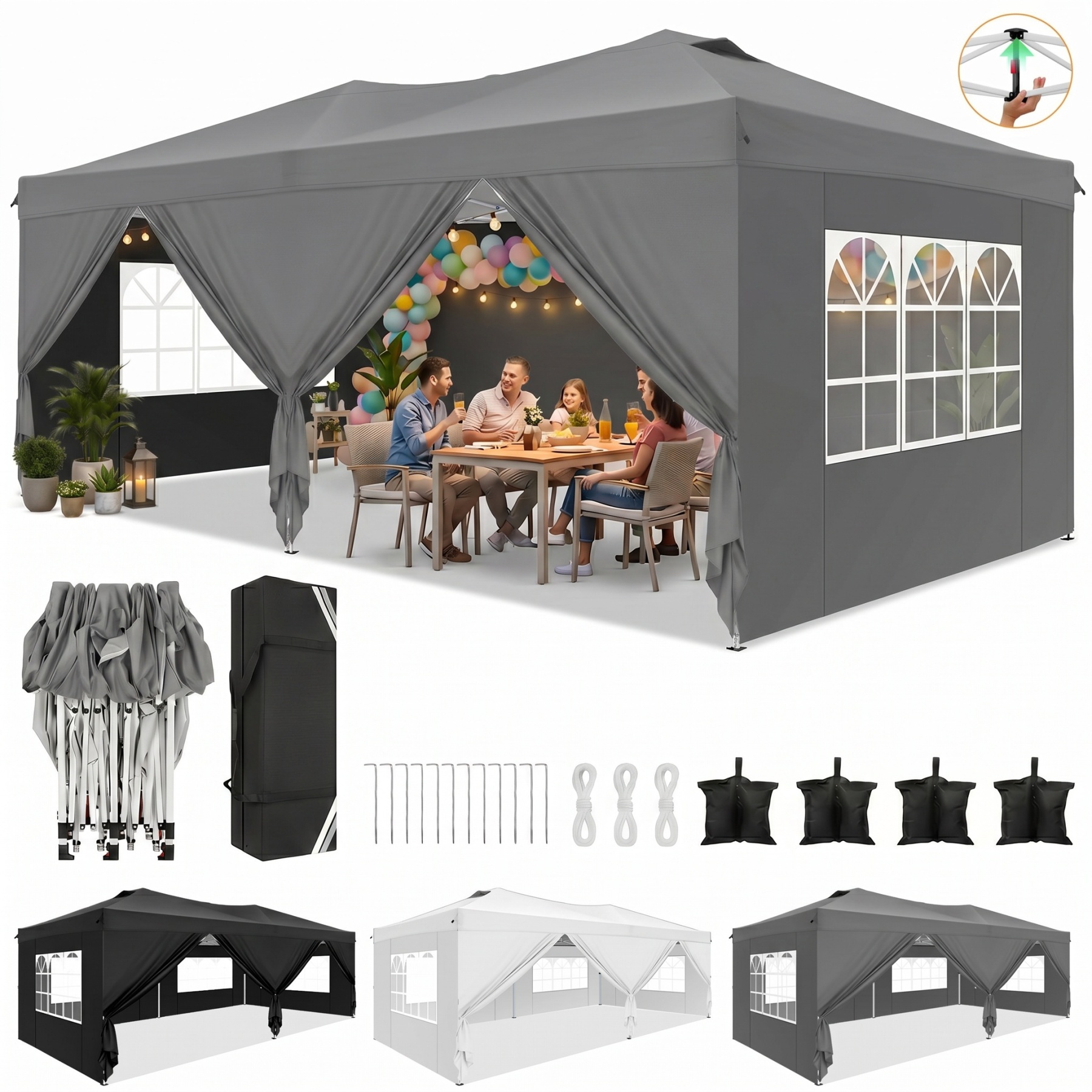 SANOPY 10' x 10' Straight Leg Pop-up Canopy Tent Easy Two Person Setup Instant Outdoor Canopy Folding Shelter with 4 Removable Sidewalls, Air Vent on The Top, 4 Sandbags, Carrying Bag, Black
