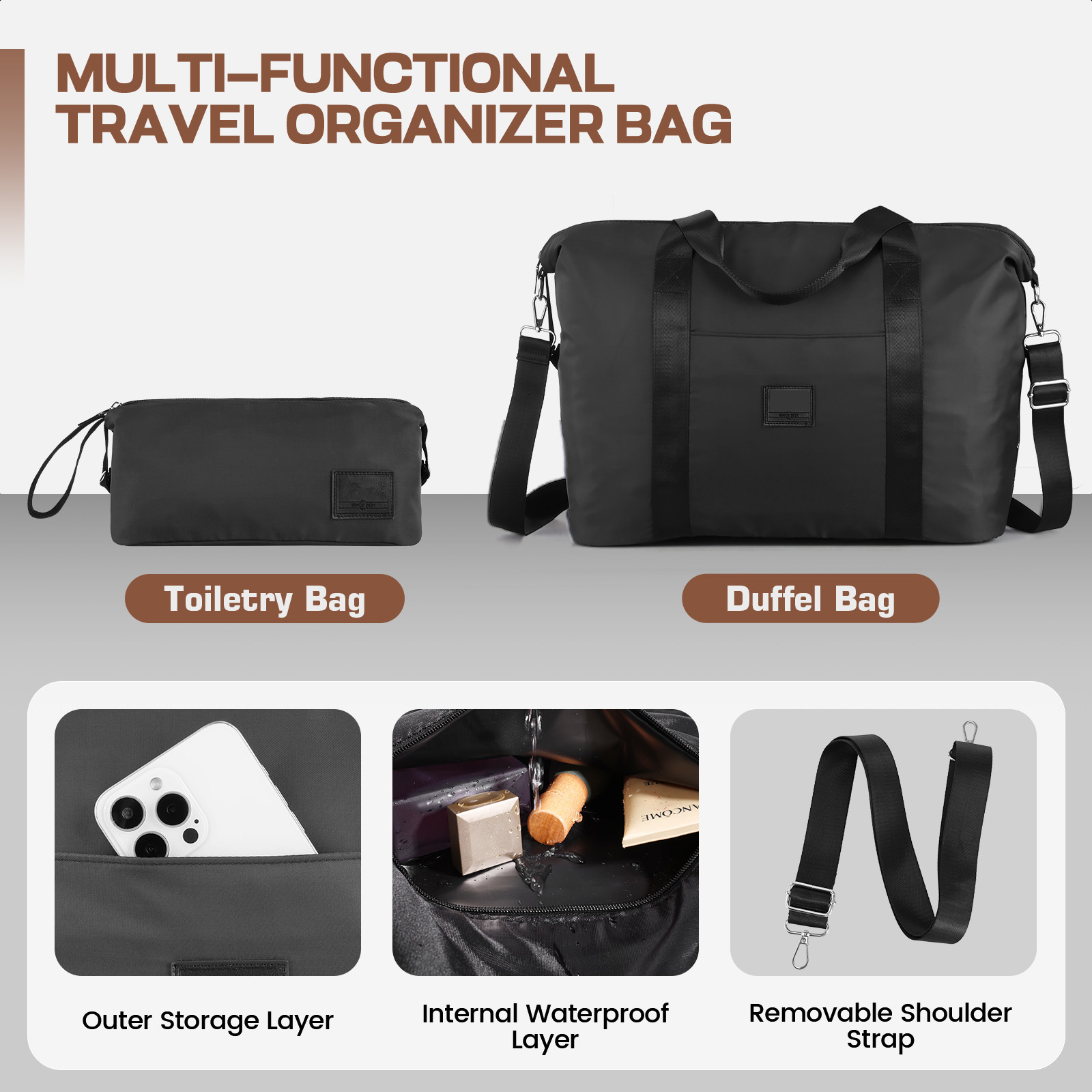 SANOPY 20" Luggage Set, Hardside 3PCS Suitcase Set with TSA Lock and Spinner Wheels, Black