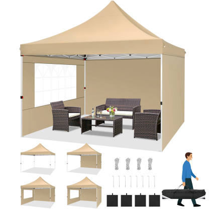 SANOPY 10' x 20' EZ Pop up Canopy Party Tent, Outdoor Event Instant Gazebo with 6 Removable Sidewalls for Camping Wedding Picnic, White