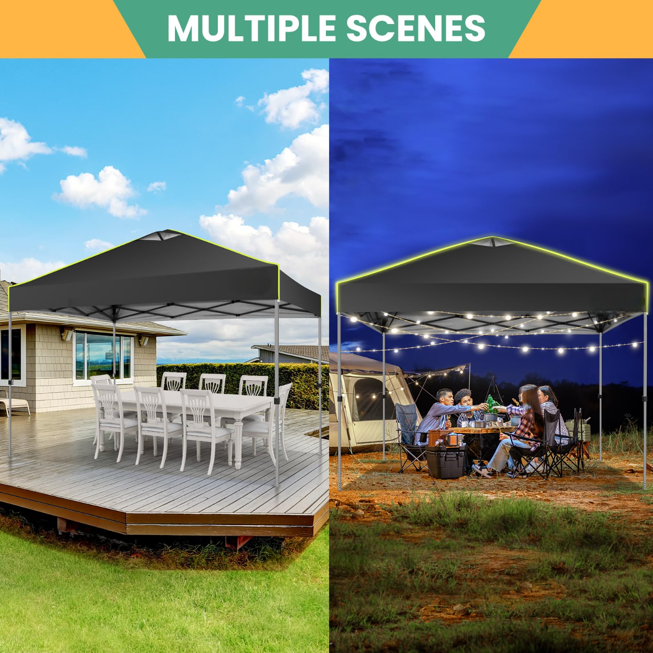 thumbnail image 3 of SANOPY 10' x 10' Outdoor Canopy Party Tent EZ Pop Up Canopy Commercial Instant Canopies Gazebo with Air Vent, 8 Stakes & 4 Ropes & 4 Sandbags for Beach Wedding Picnics Camping, 3 of 13