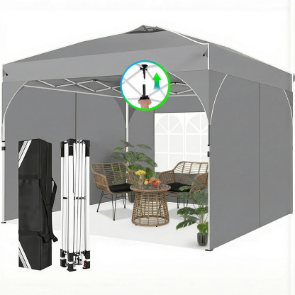 HOTEEL 10x10 Ez Up Pop Up Canopy Tent, Party Tents with One Push Central Button Air Vent, Instant Canopy Tent with Sidewalls & Reflective Strip