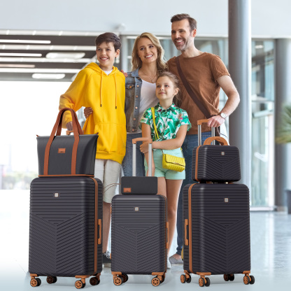 SANOPY 4 Pcs Luggage Set, ABS+PC(Sturdy) Hardshell Suitcases, TSA Locks, Silent Dual Spinner Wheels, Black