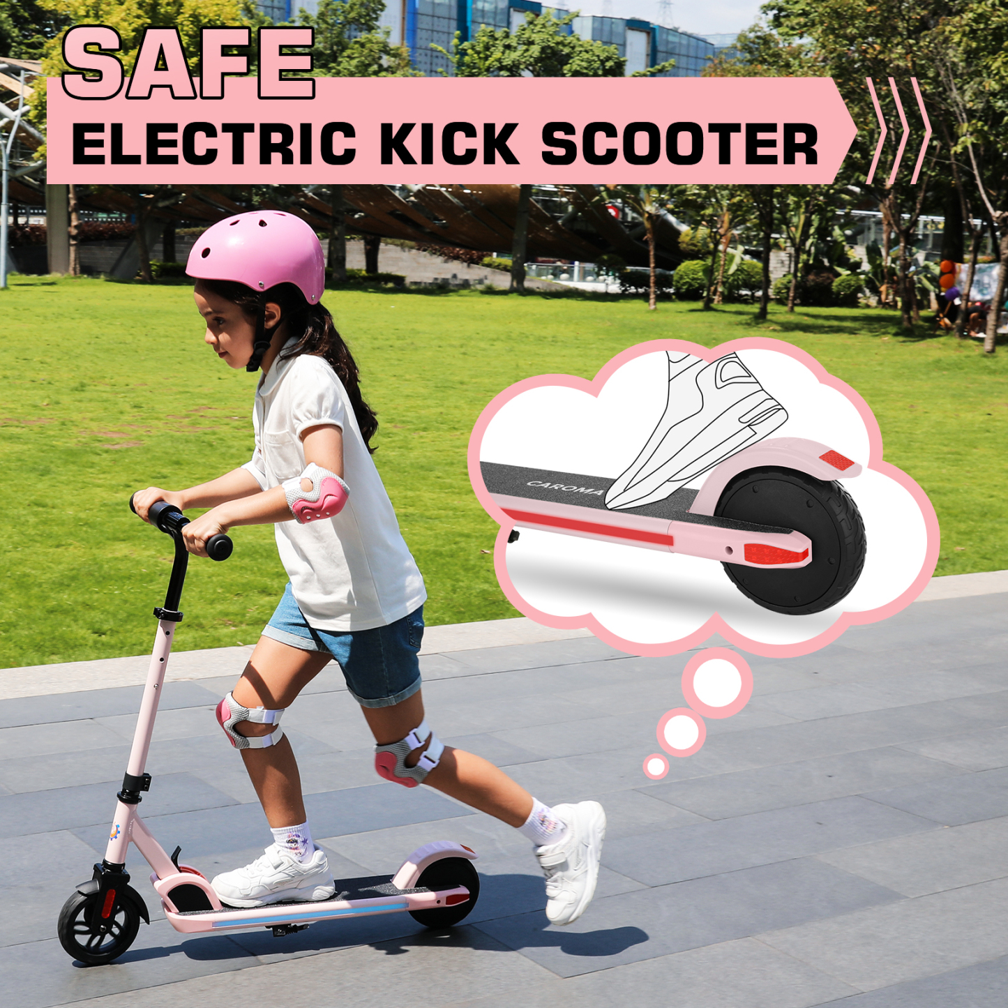 SANOPY Electric Scooter for Kids Ages 6-14, Adjustable Speed & Height, Colorful Lights, LED Display, 150W Motor, up to 10 mph, 80 Mins Ride Time, Pink