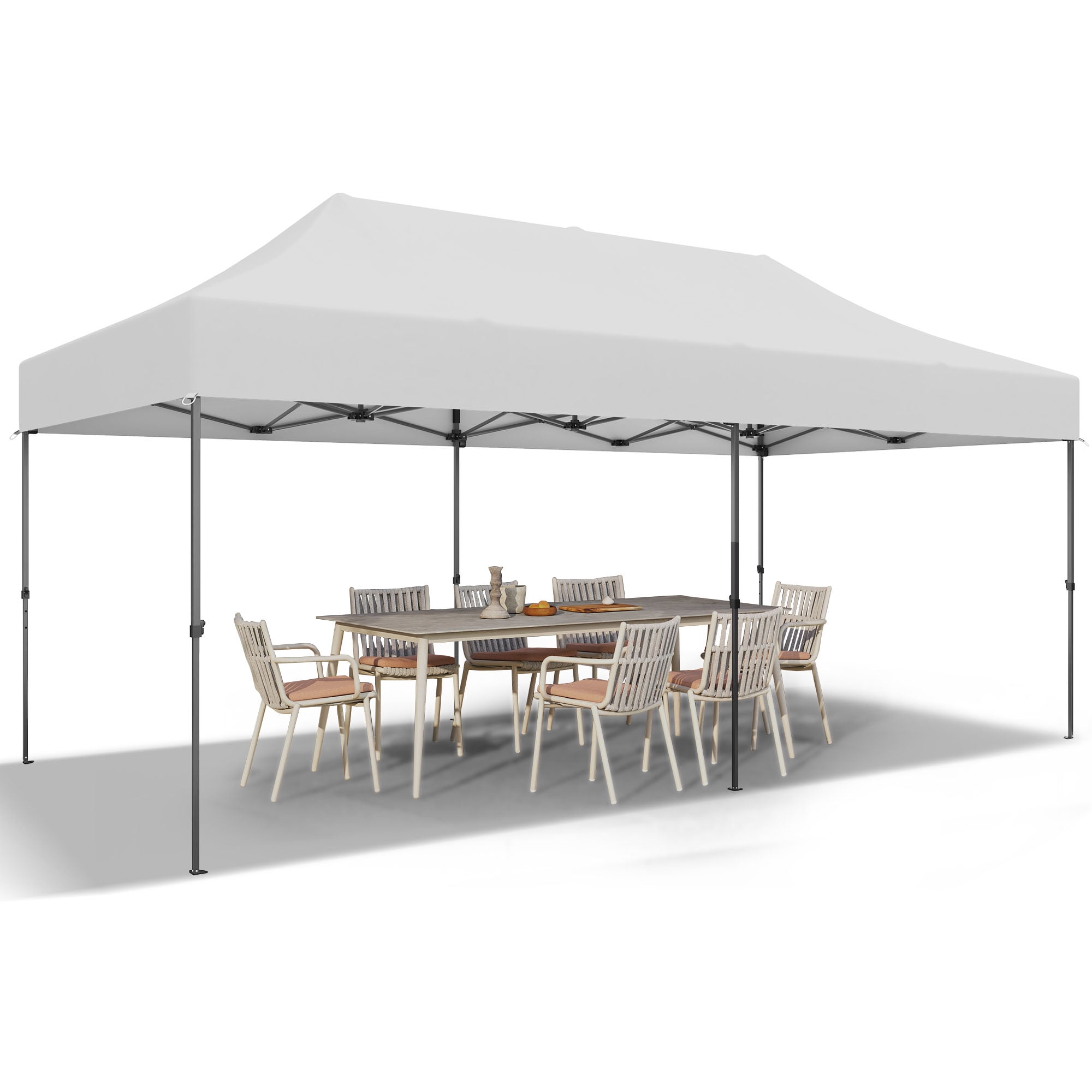 Outdoor Basic 10' x 20' Pop up Canopy Tent, Instant Heavy Duty Gazebo Tent with Wheeled Bag for Party Commercial Activity,White