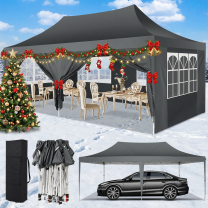 SANOPY 10'x10' Canopy Tent for Party Tent with One Push Central Button&Air Vent Instant Pop Up Canopy Tent with Sidewalls&Sandbags Ez Up Pop up Party Canopy Tent with  Carry Bag, White