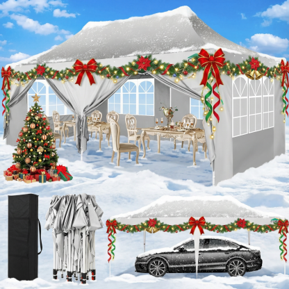 SANOPY 10'x10' Canopy Tent for Party Tent with One Push Central Button&Air Vent Instant Pop Up Canopy Tent with Sidewalls&Sandbags Ez Up Pop up Party Canopy Tent with  Carry Bag, White