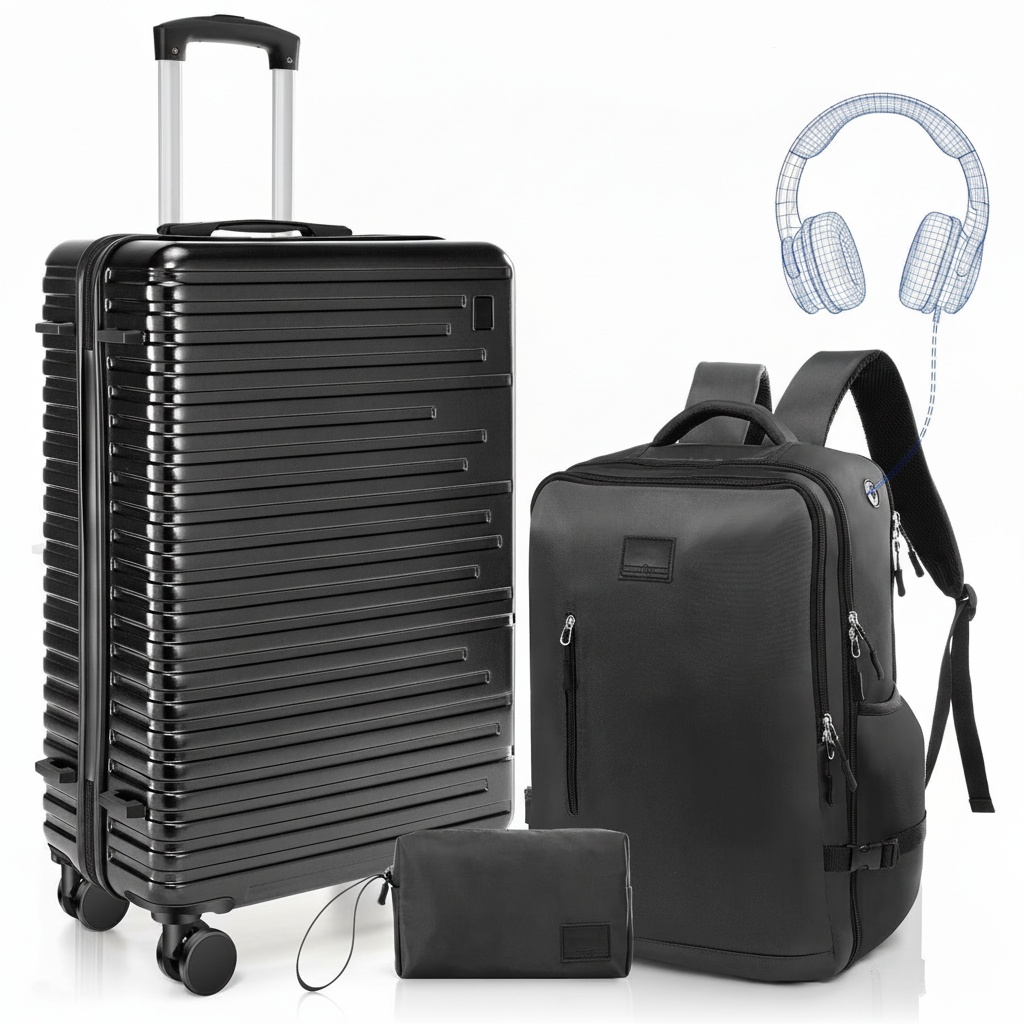 HOTEEL Carry On Luggage 3 Piece 20 inch Lightweight Travel Luggage Set, ABS+PC Hardside Suitcase with Duffel Bag and Toiletry Bag