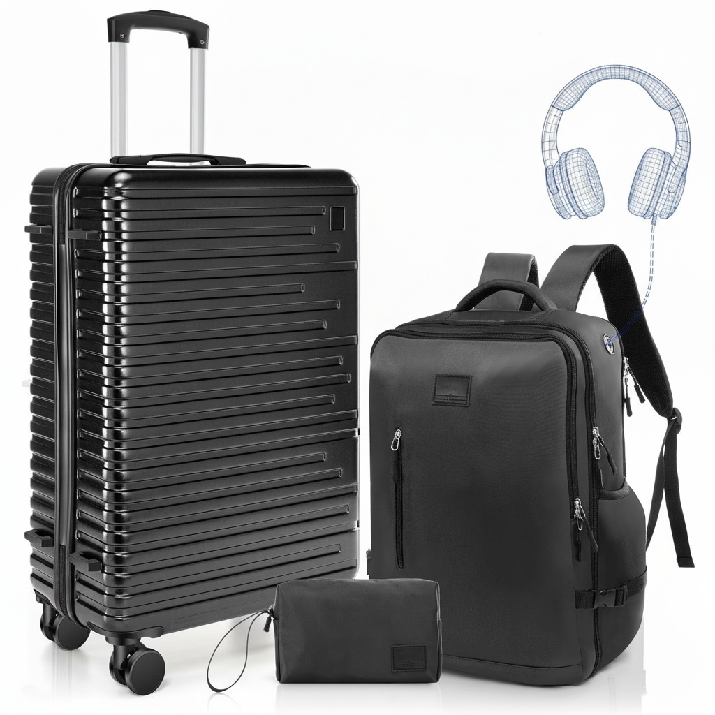 HOTEEL Carry On Luggage 3 Piece 20 inch Lightweight Travel Luggage Set, ABS+PC Hardside Suitcase with Duffel Bag and Toiletry Bag