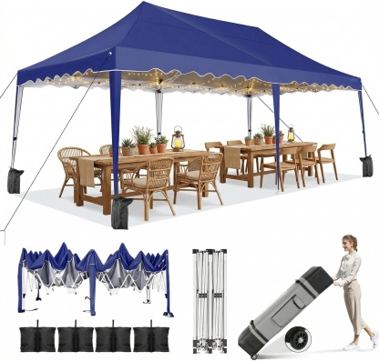 HOTEEL 10x10 Pop Up Canopy Outdoor Shade, Easy Up Sun Shelter with One Person Set Up Center Lock, Commercial Instant Canopy Tent, Portable Instant Camping Beach Canopy Tents for Parties, Beach