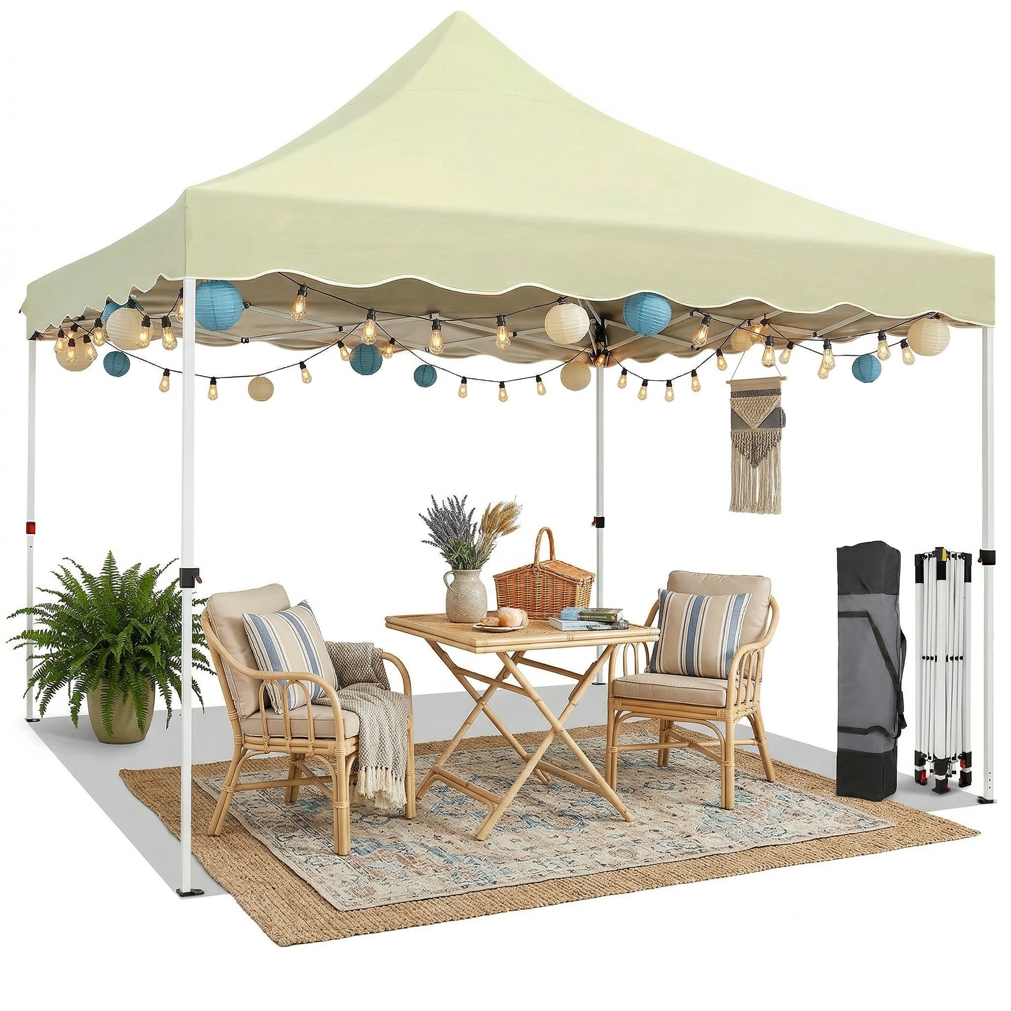 HOTEEL 10x10 Pop Up Canopy Outdoor Shade, Easy Up Sun Shelter with One Person Set Up Center Lock, Commercial Instant Canopy Tent, Portable Instant Camping Beach Canopy Tents for Parties, Beach