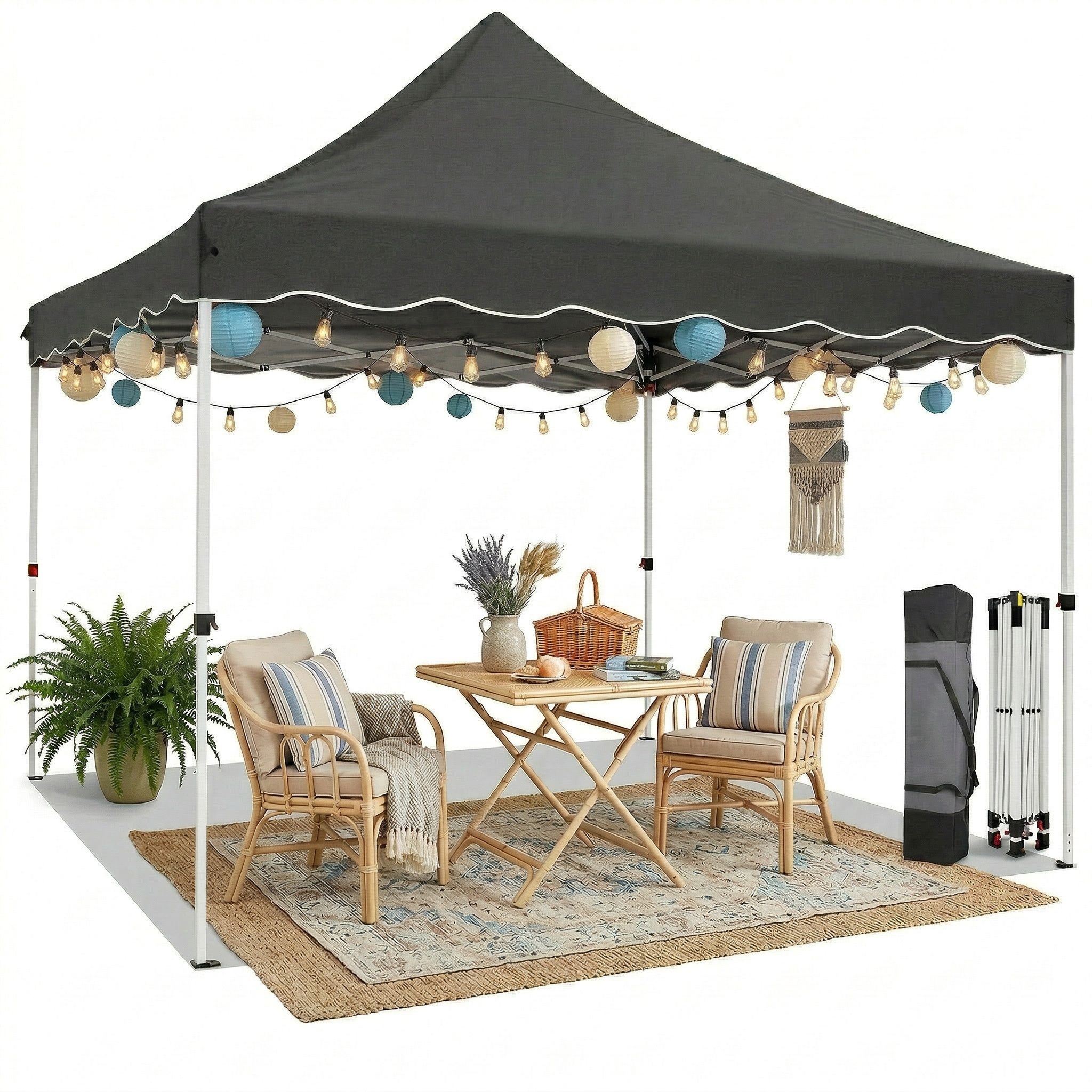 HOTEEL 10x10 Pop Up Canopy Outdoor Shade, Easy Up Sun Shelter with One Person Set Up Center Lock, Commercial Instant Canopy Tent, Portable Instant Camping Beach Canopy Tents for Parties, Beach