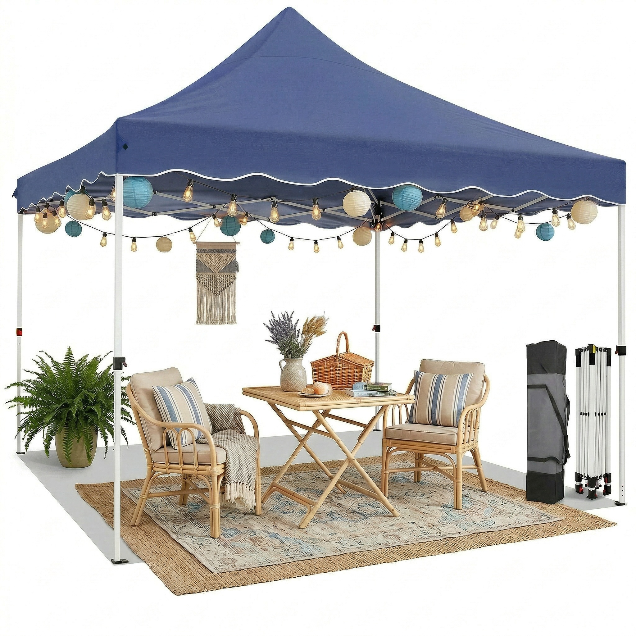 HOTEEL 10x10 Pop Up Canopy Outdoor Shade, Easy Up Sun Shelter with One Person Set Up Center Lock, Commercial Instant Canopy Tent, Portable Instant Camping Beach Canopy Tents for Parties, Beach