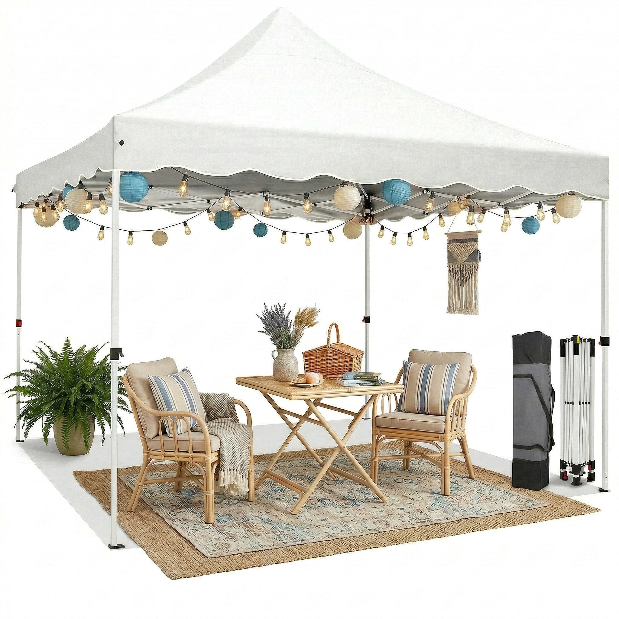 HOTEEL 10x10 Pop Up Canopy Outdoor Shade, Easy Up Sun Shelter with One Person Set Up Center Lock, Commercial Instant Canopy Tent, Portable Instant Camping Beach Canopy Tents for Parties, Beach