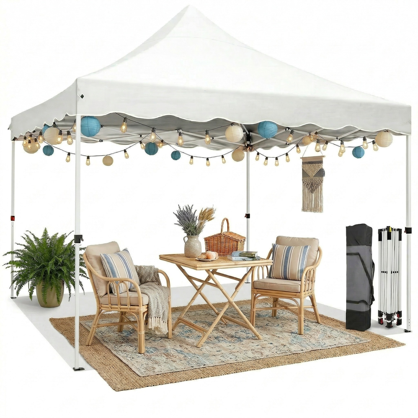 HOTEEL 10x10 Pop Up Canopy Outdoor Shade, Easy Up Sun Shelter with One Person Set Up Center Lock, Commercial Instant Canopy Tent, Portable Instant Camping Beach Canopy Tents for Parties, Beach