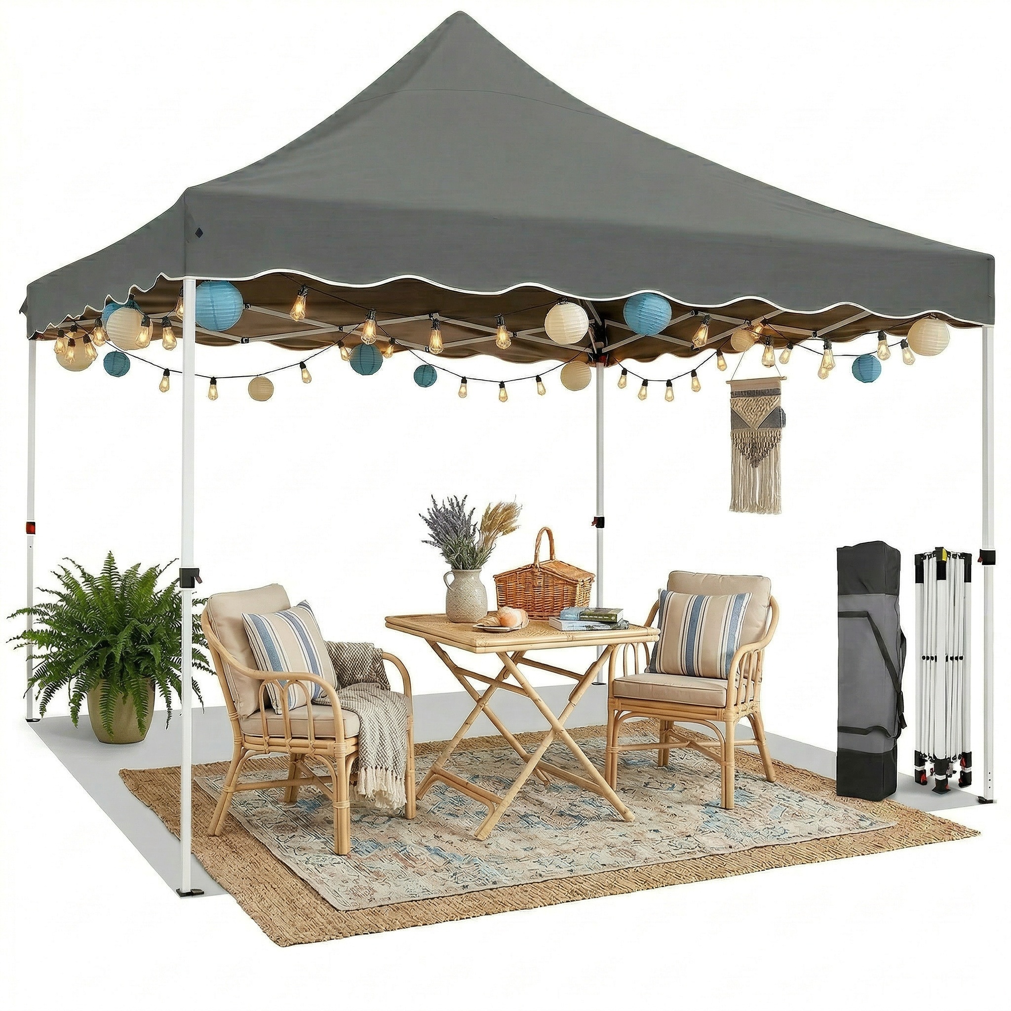 HOTEEL 10x10 Pop Up Canopy Outdoor Shade, Easy Up Sun Shelter with One Person Set Up Center Lock, Commercial Instant Canopy Tent, Portable Instant Camping Beach Canopy Tents for Parties, Beach