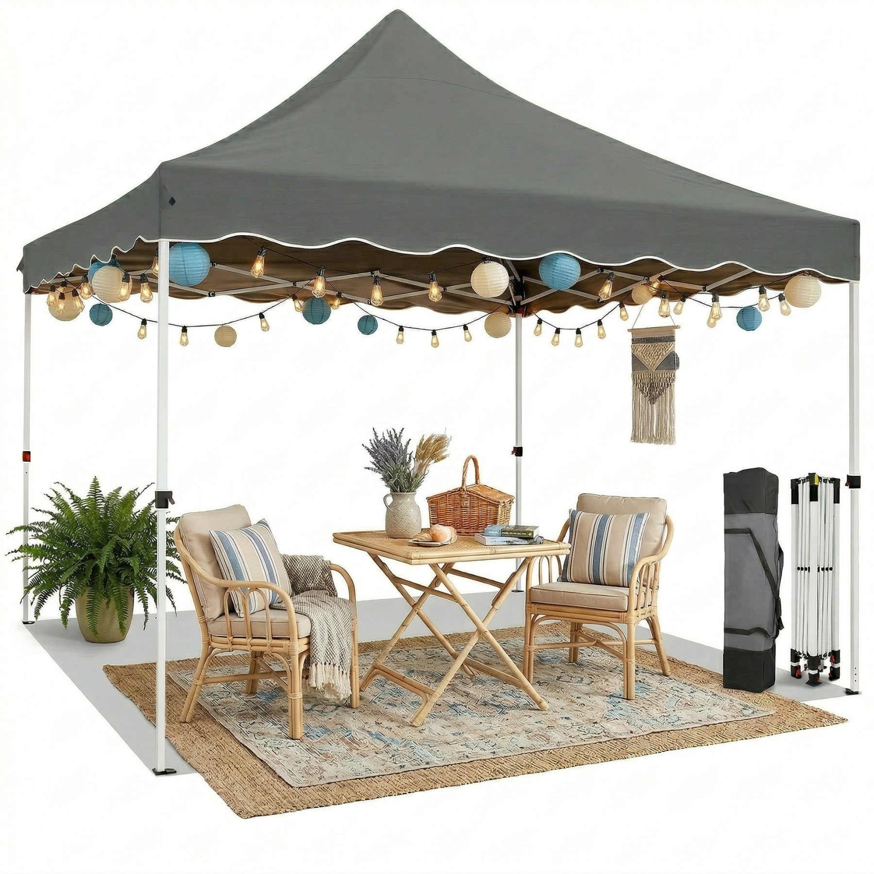 HOTEEL 10x10 Pop Up Canopy Outdoor Shade, Easy Up Sun Shelter with One Person Set Up Center Lock, Commercial Instant Canopy Tent, Portable Instant Camping Beach Canopy Tents for Parties, Beach