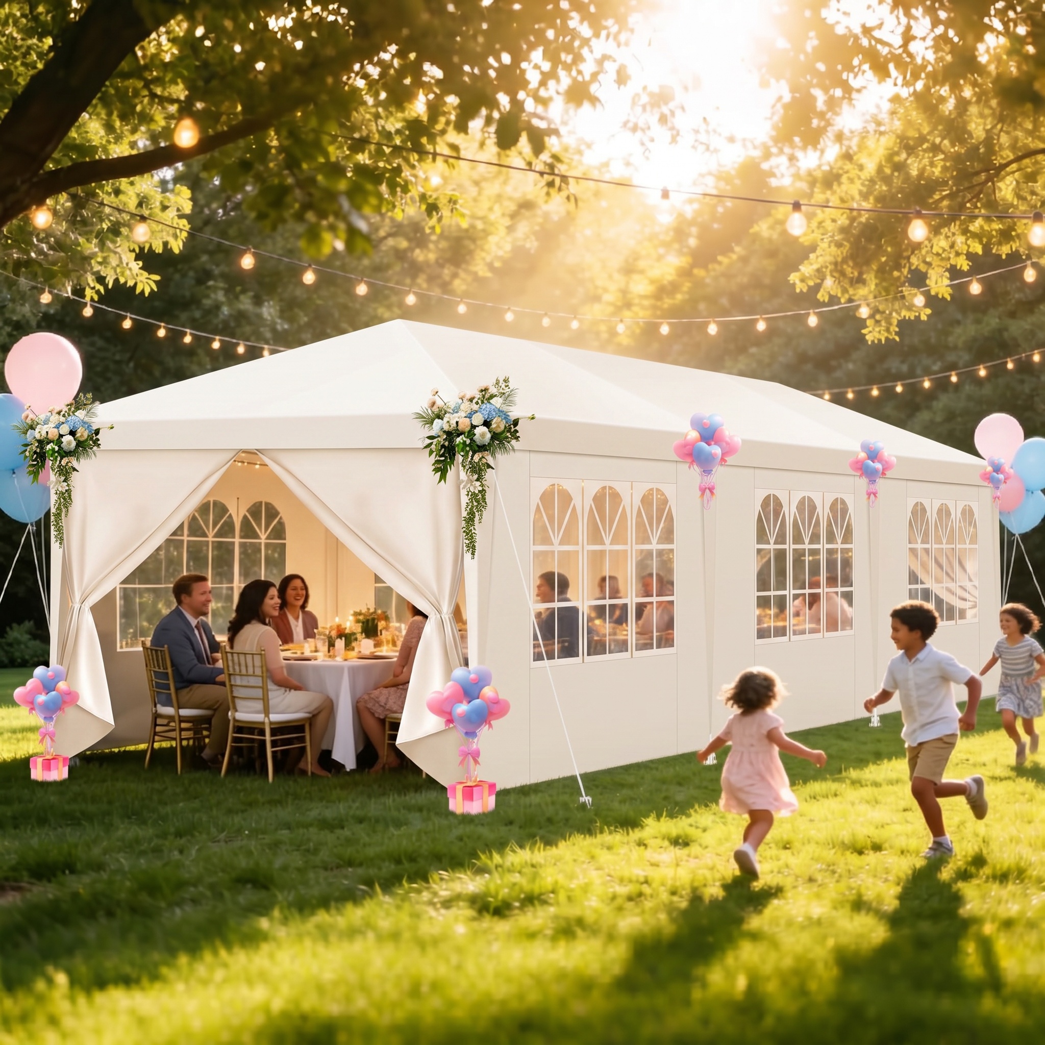 HOTEEL 10'x30' Canopy Party Tent with 6 Removable Sidewalls, Outdoor Tent for Parties, Event Tent, Large Canopy for Weddings, BBQ, Parties, Patio Camping Gazebo, Waterproof, White
