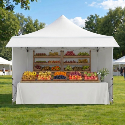 HOTEEL 10x10 ft Canopy with Extended Awning, Heavy Duty EZ Pop up Folding Canopy Tent with Roller Bag, Rainproof&Sunproof Awning Gazebo Shelter for Party Events, Market, Vendor