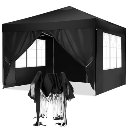 HOTEEL 10x10ft Popup Canopy Waterproof Canopy with 4 Sidewalls Outdoor Commercial Instant Shelter Beach Camping Canopy Tent for Party