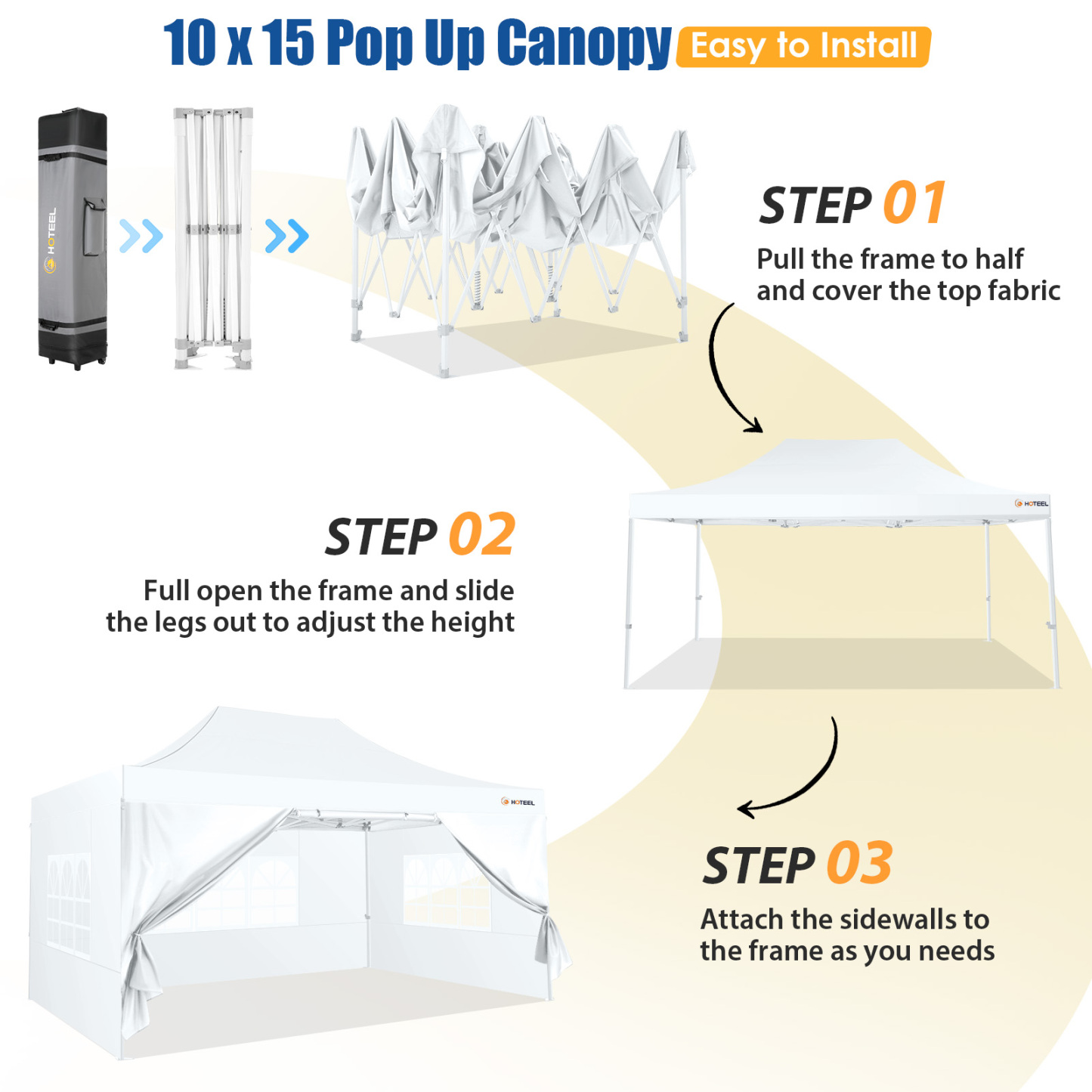 SANOPY 10x15 Pop Up Canopy Tent Heavy Duty with 4 Sidewalls Tents for Parties Outdoor Canopy Event Tent Wedding with Roller Bag, UV 50+ & Upgraded No Water, Thick Hexagonal Legs, White