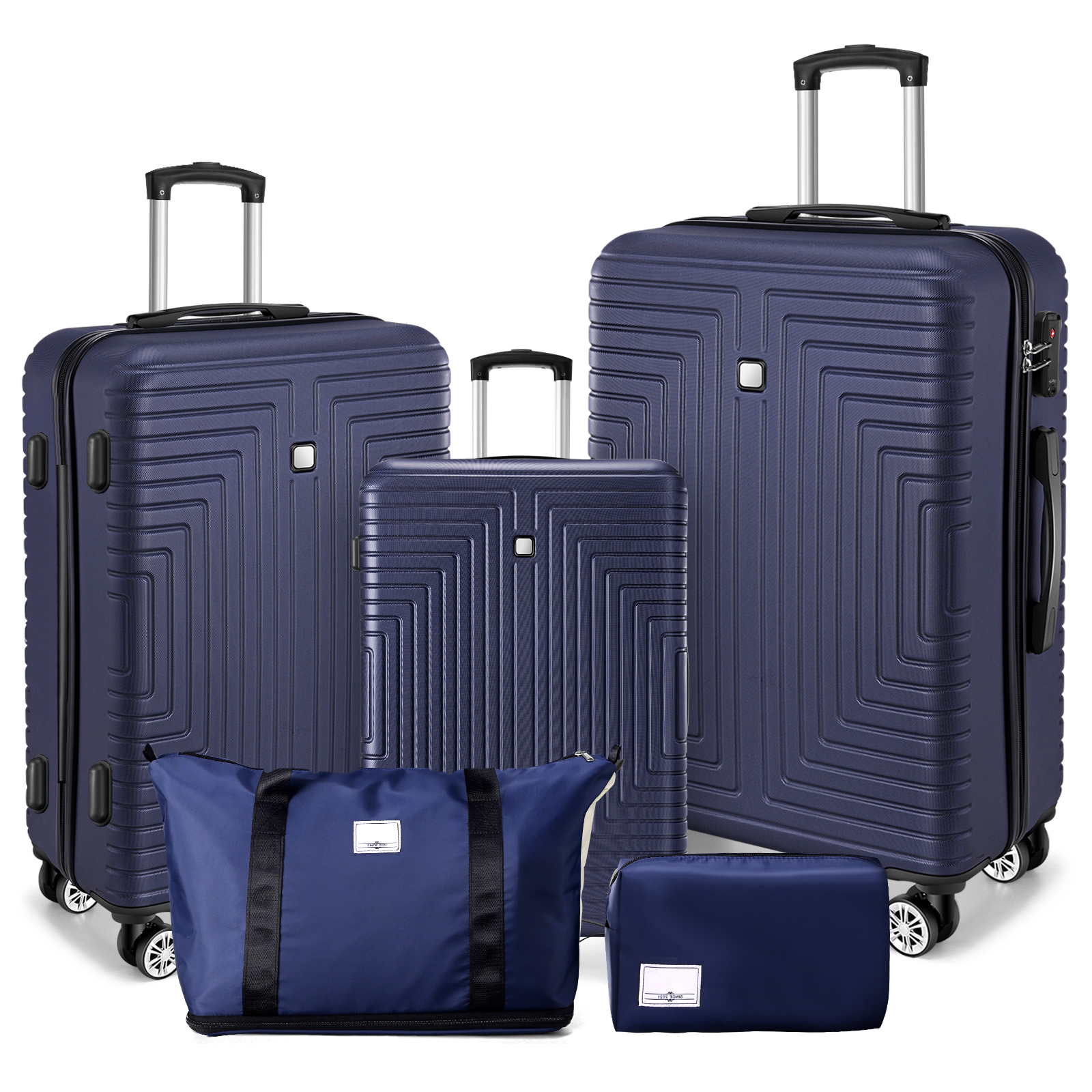 SANOPY 20" Carry-On Luggage Set, Hardside 3PCS Lightweight ABS+PC Suitcase Set with TSA Lock and Spinner Wheels, Beige