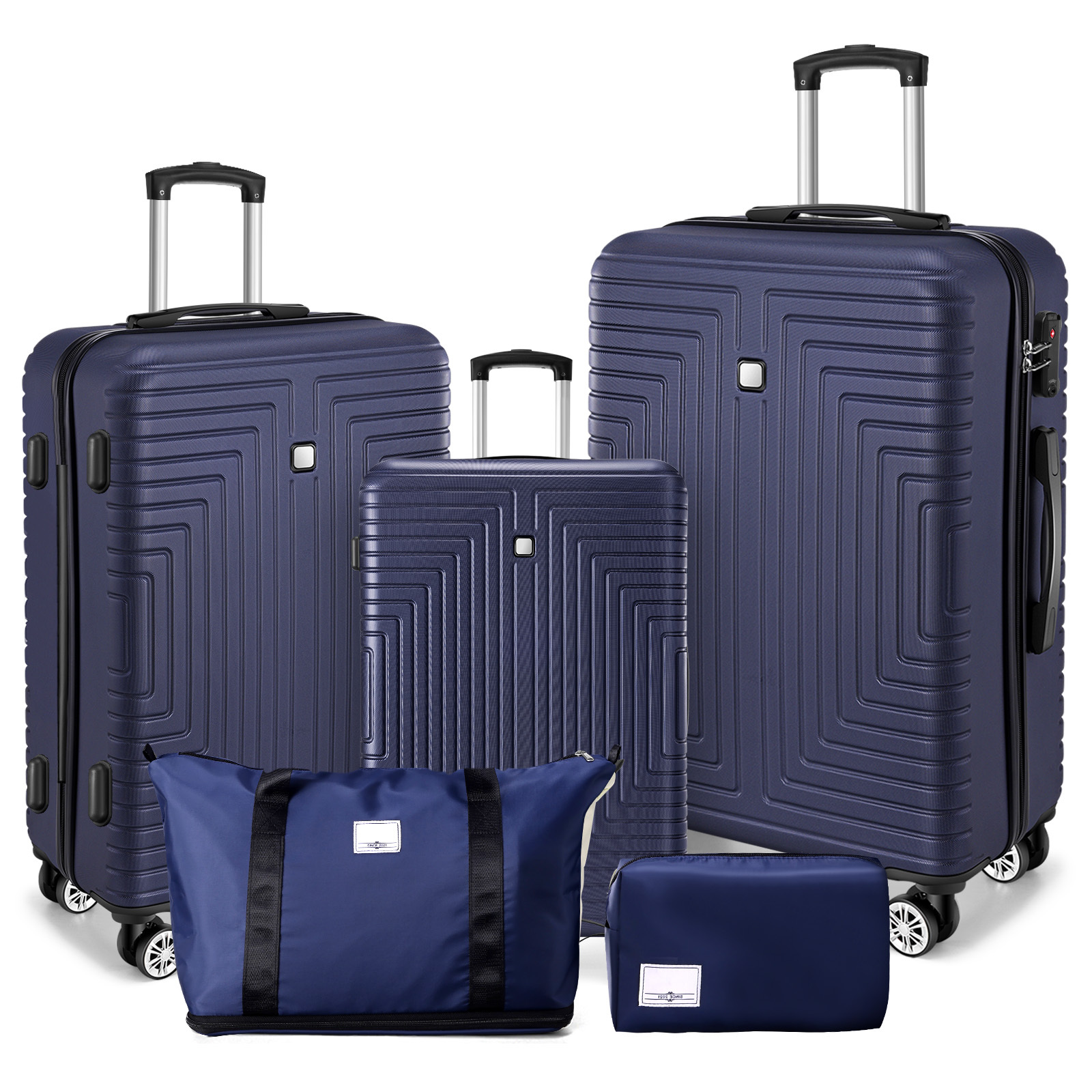 SANOPY 20" Carry-On Luggage Set, Hardside 3PCS Lightweight ABS+PC Suitcase Set with TSA Lock and Spinner Wheels, Beige