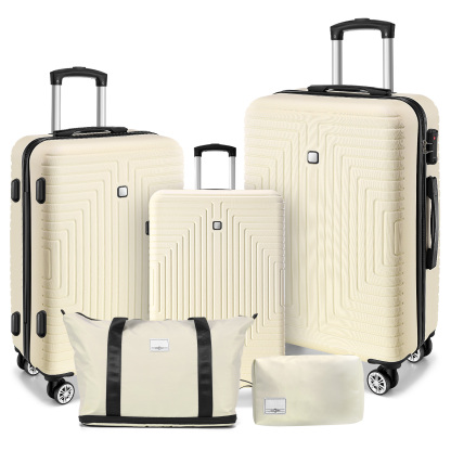 SANOPY 20" Carry-On Luggage Set, Hardside 3PCS Lightweight ABS+PC Suitcase Set with TSA Lock and Spinner Wheels, Beige