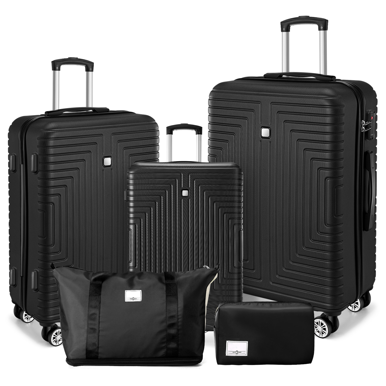 SANOPY 20" Carry-On Luggage Set, Hardside 3PCS Lightweight ABS+PC Suitcase Set with TSA Lock and Spinner Wheels, Beige