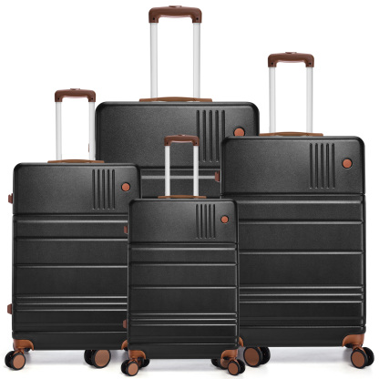 SANOPY 3 Piece Hardshell Luggage Set, ABS+PC Lightweight Suitcase Set with Double Spinner Wheels TSA Lock. (Black)