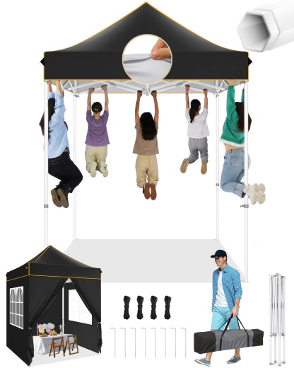 SANOPY 10x10 Heavy Duty Pop Up Canopy Tent with 4 Sidewalls, Commercial Instant Waterproof Canopy Tent, UV 50+ with Silver Coated, Upgraded Thickened Hexagonal Legs, White