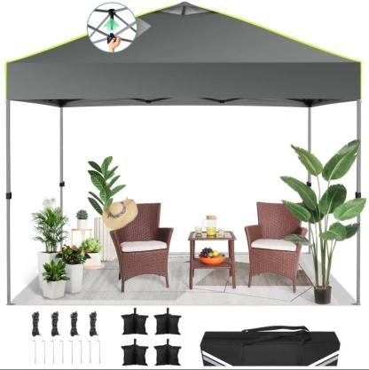 Hoteel Canopy 10x10 Pop Up Canopy Tent 1-Button Push Easy up Outdoor Canopy Instant Portable Commercial Shelter Waterproof UPF50+ Gazebo with Reflective Strip, Air Vent & 4 Sandbags