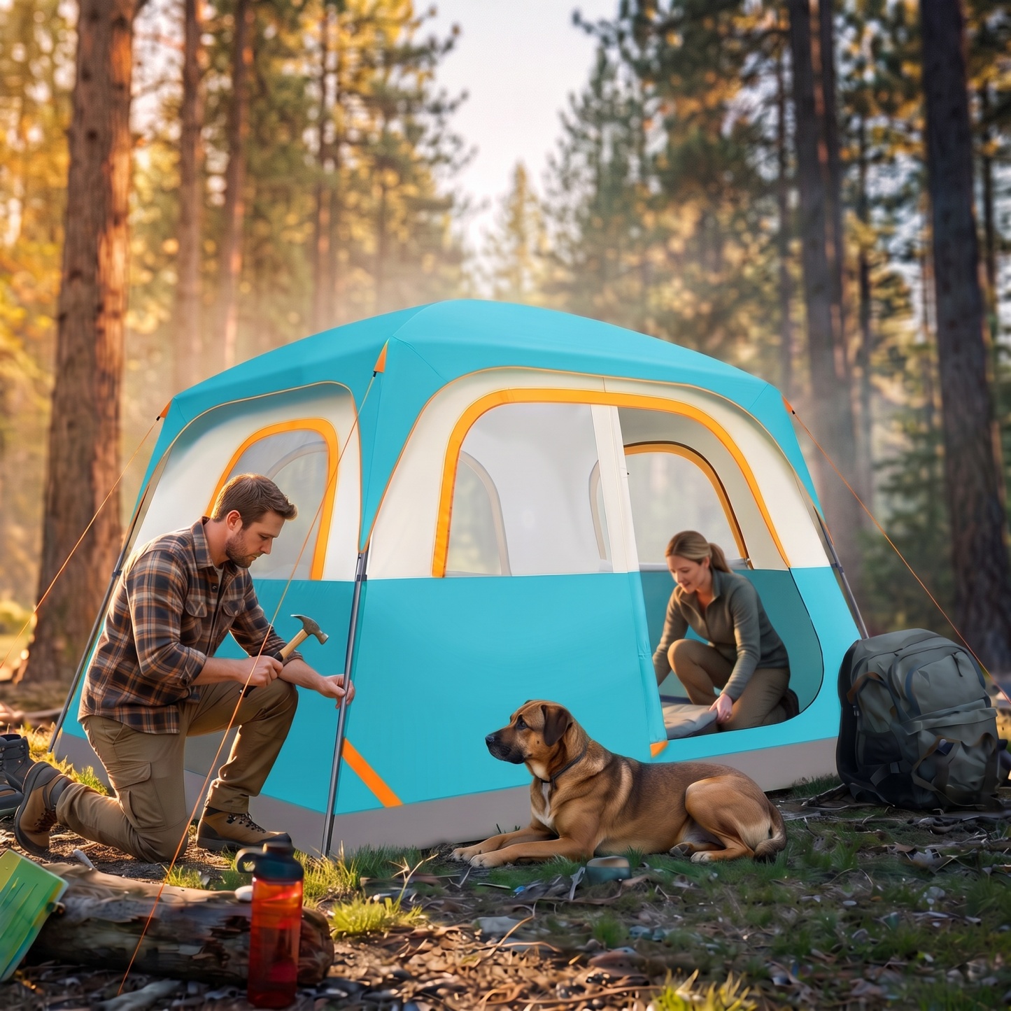 SANOPY 6-8 Person Camping Tent, Easy Instant Setup Cabin Tent with Mesh Windows, Waterproof Windproof Family Tent for Outdoor Camping Hiking, Portable with Carry Bag