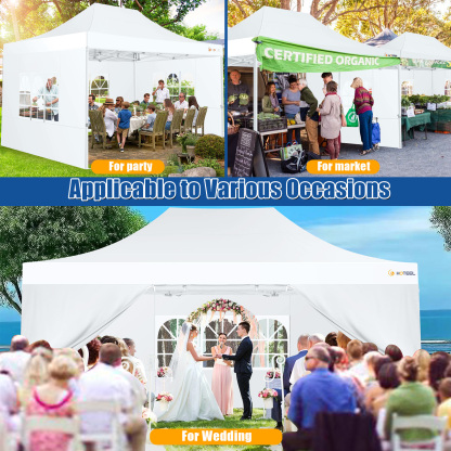 SANOPY 10x15 Pop Up Canopy Tent Heavy Duty with 4 Sidewalls Tents for Parties Outdoor Canopy Event Tent Wedding with Roller Bag, UV 50+ & Upgraded No Water, Thick Hexagonal Legs, White