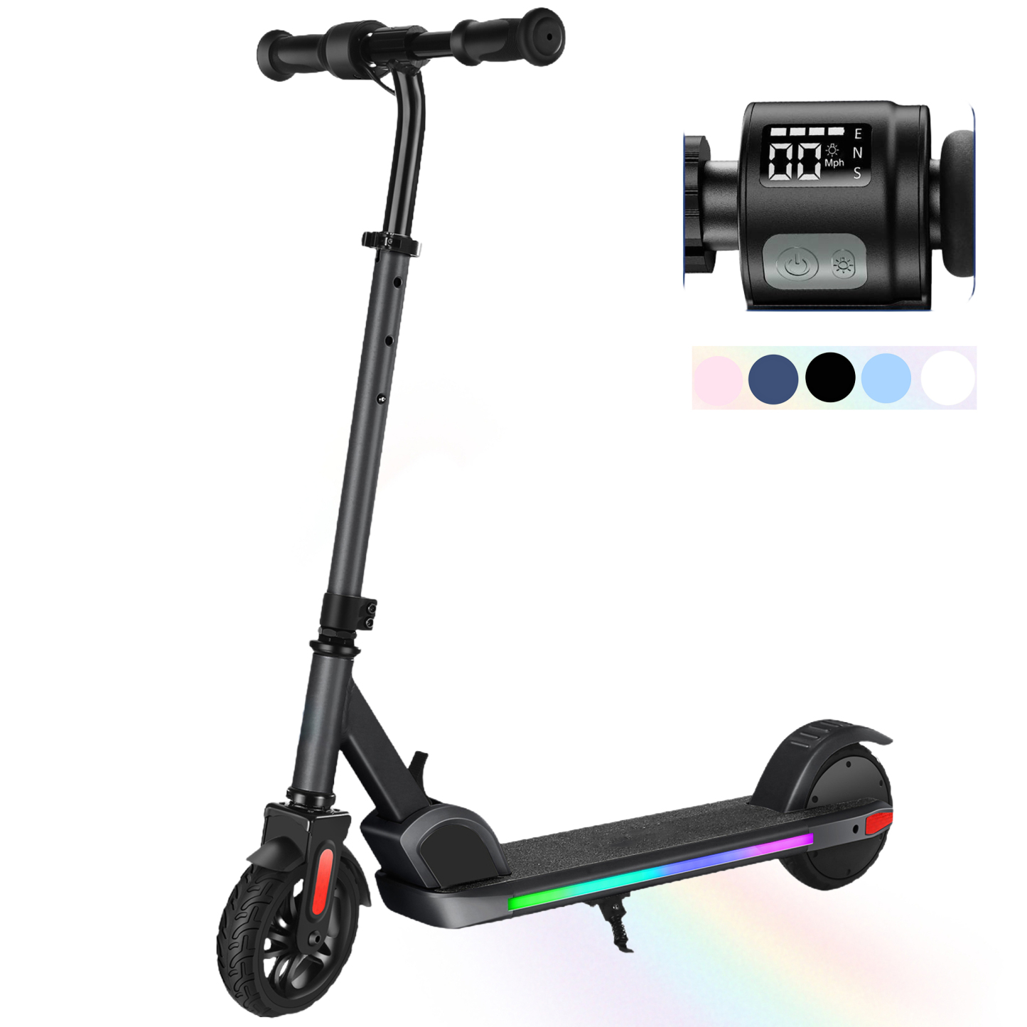 SANOPY Electric Scooter for Kids Ages 6-14 with Dynamic Lights, LED Display, 8 MPH, 80 mins Ride Time, Adjustable Handlebar Height, Lightweight Kids Electric Kick Scooter, Black