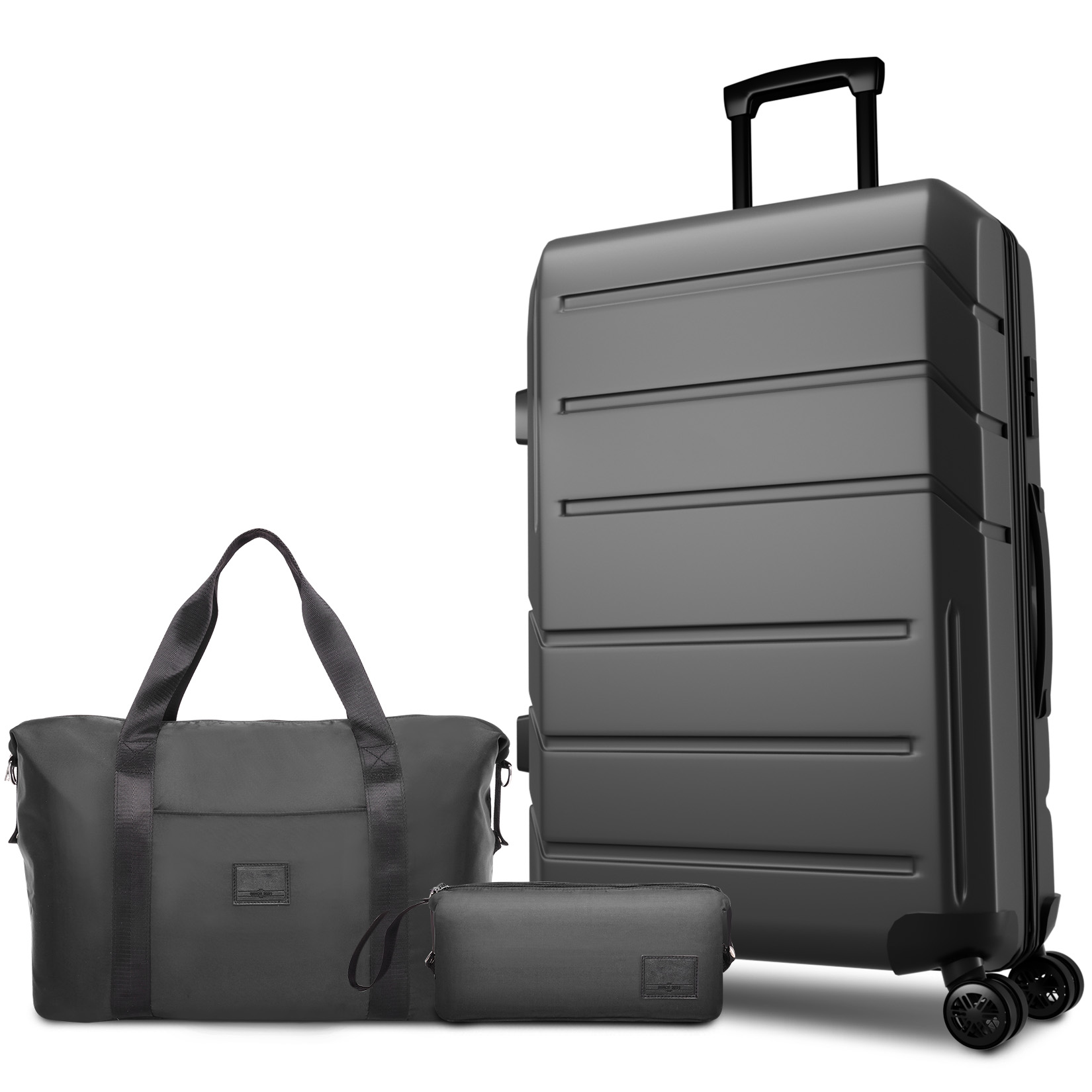 SANOPY 3-Piece Carry On Luggage Set, Hardside Suitcase Set with TSA Lock Spinner Wheels, Black