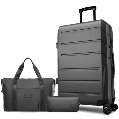 SANOPY 3-Piece Carry On Luggage Set, Hardside Suitcase Set with TSA Lock Spinner Wheels, Black
