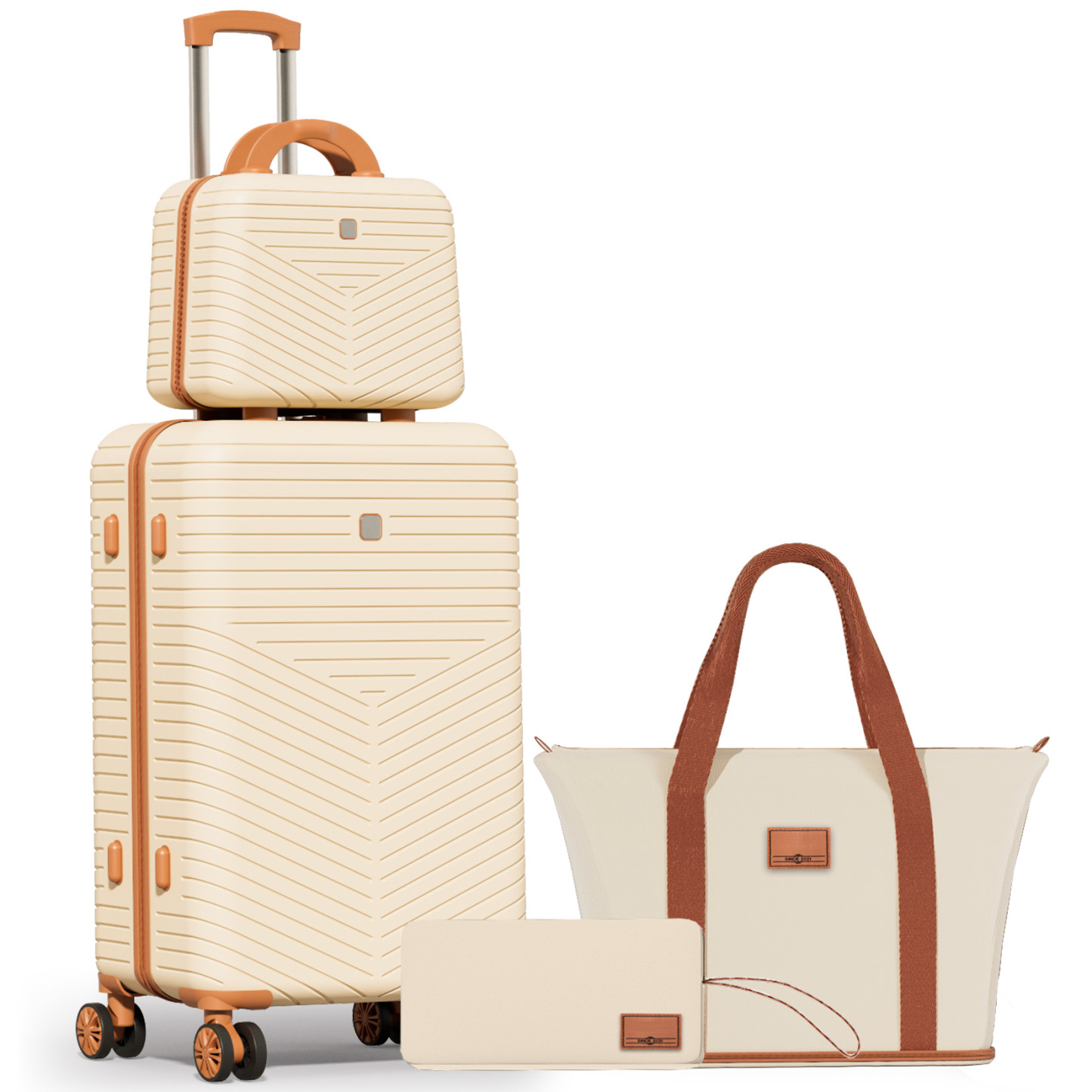 SANOPY 4 Pcs Luggage Set, ABS+PC(Sturdy) Hardshell Suitcases, TSA Locks, Silent Dual Spinner Wheels, Black