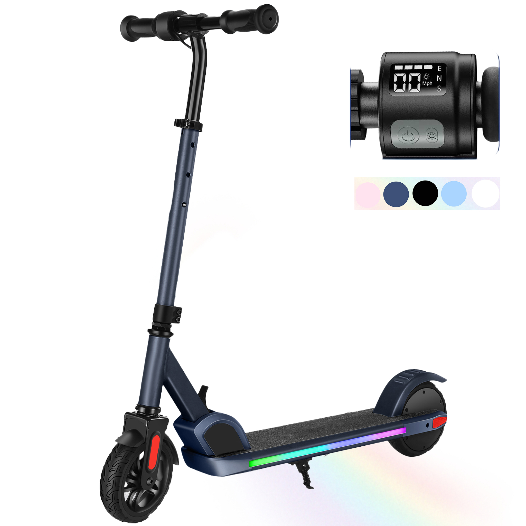 SANOPY Electric Scooter for Kids Ages 6-14 with Dynamic Lights, LED Display, 8 MPH, 80 mins Ride Time, Adjustable Handlebar Height, Lightweight Kids Electric Kick Scooter, Black
