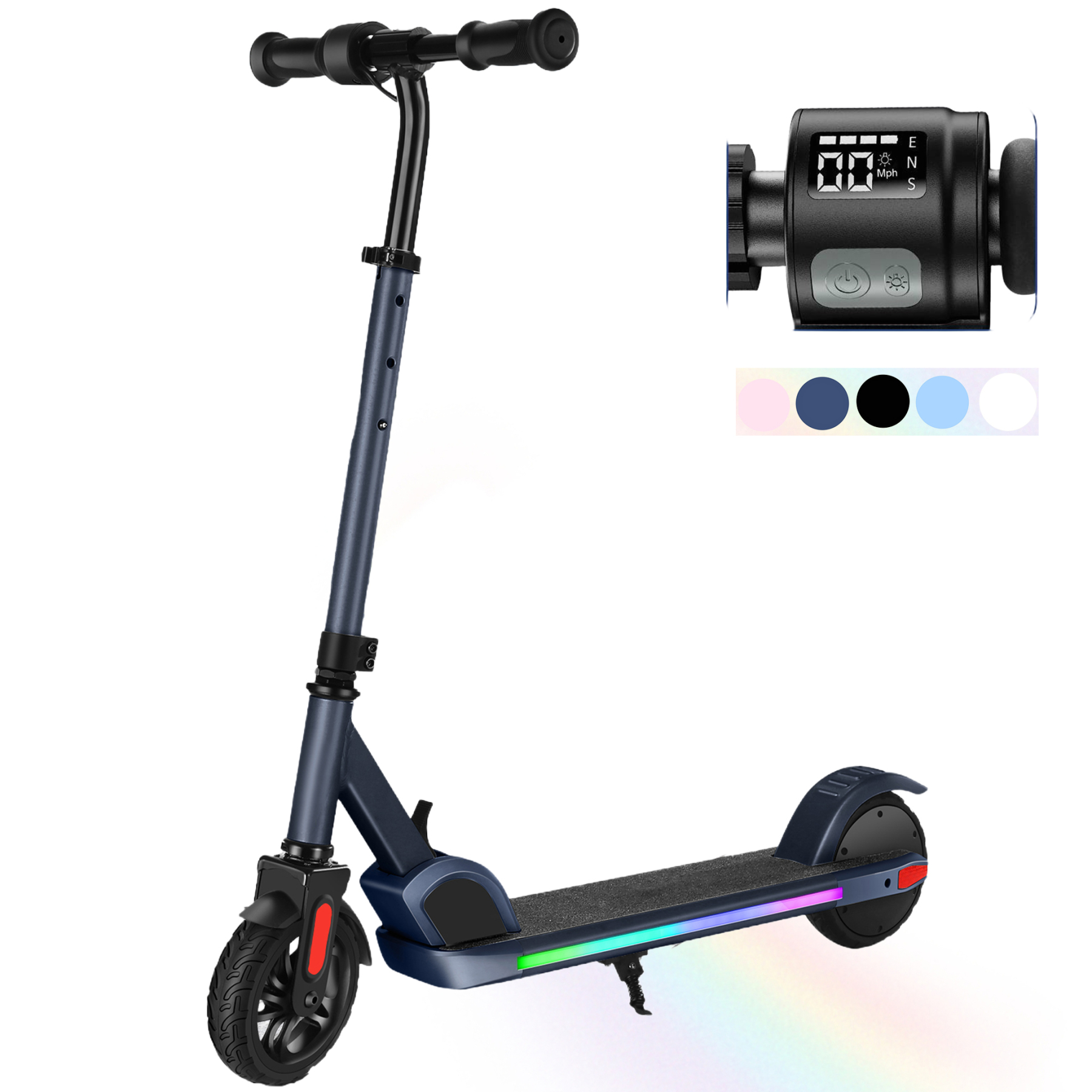SANOPY Electric Scooter for Kids Ages 6-14 with Dynamic Lights, LED Display, 8 MPH, 80 mins Ride Time, Adjustable Handlebar Height, Lightweight Kids Electric Kick Scooter, Black