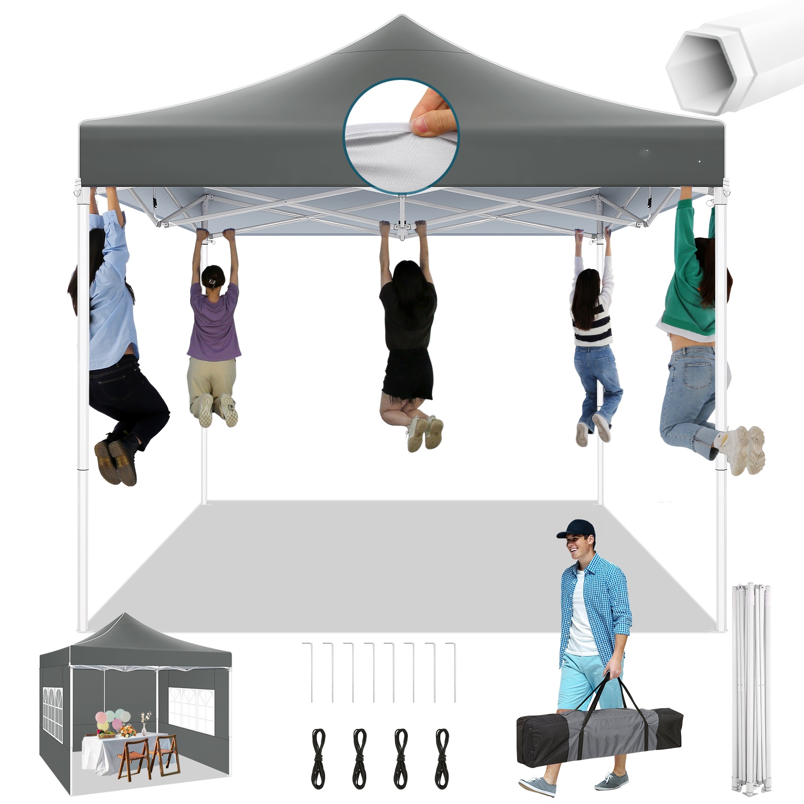 SANOPY 10x10 Heavy Duty Pop Up Canopy Tent with 4 Sidewalls, Commercia
