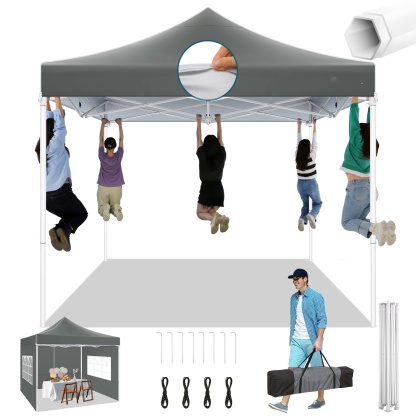 SANOPY 10x10 Heavy Duty Pop Up Canopy Tent with 4 Sidewalls, Commercial Instant Waterproof Canopy Tent, UV 50+ with Silver Coated, Upgraded Thickened Hexagonal Legs, White