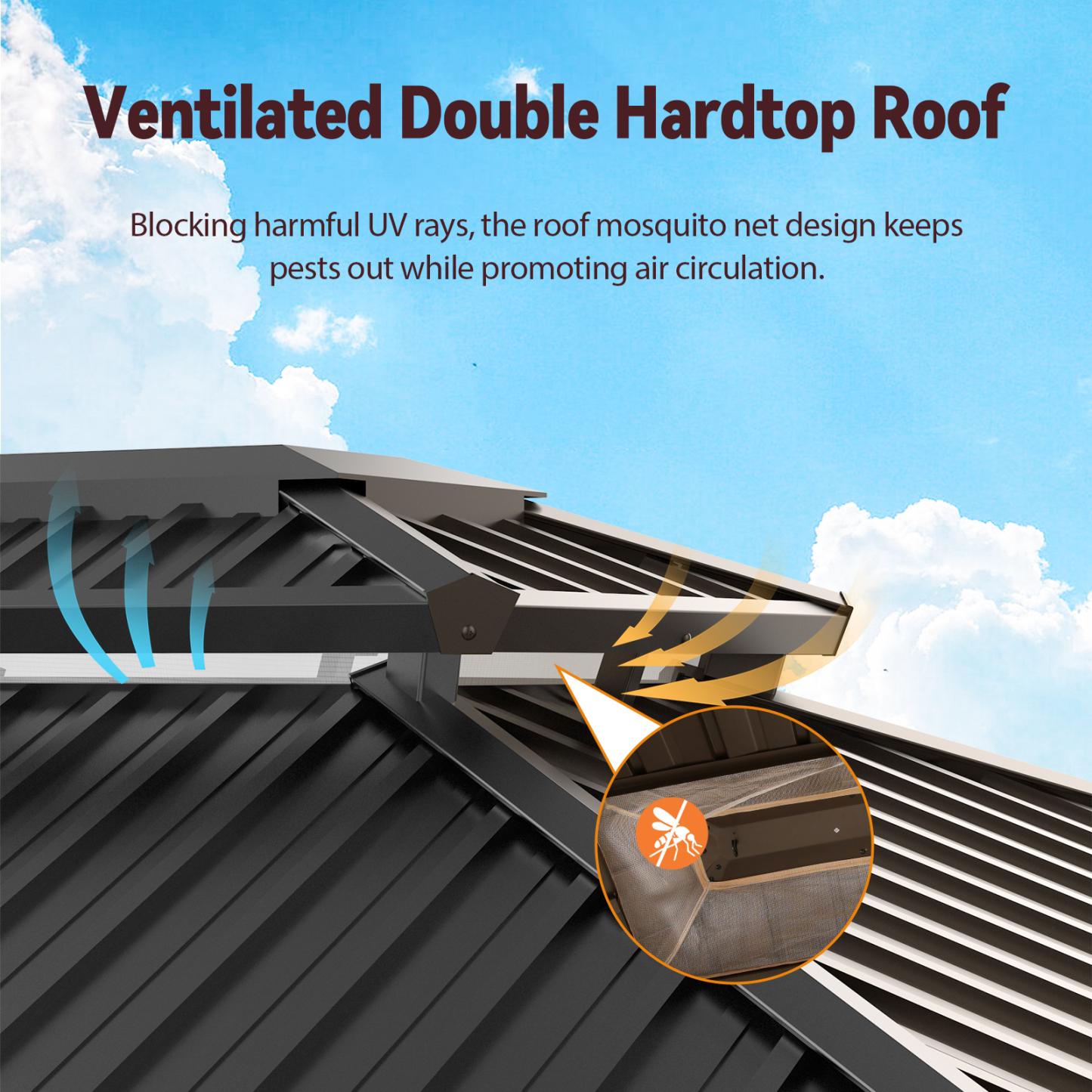 SANOPY 10x12 Hardtop Gazebo Aluminum Gazebos with Galvanized Steel Double Roof Metal Gazebo with Curtains and Netting Permanent Steel Gazebo for Backyard, Garden and Patio, Black