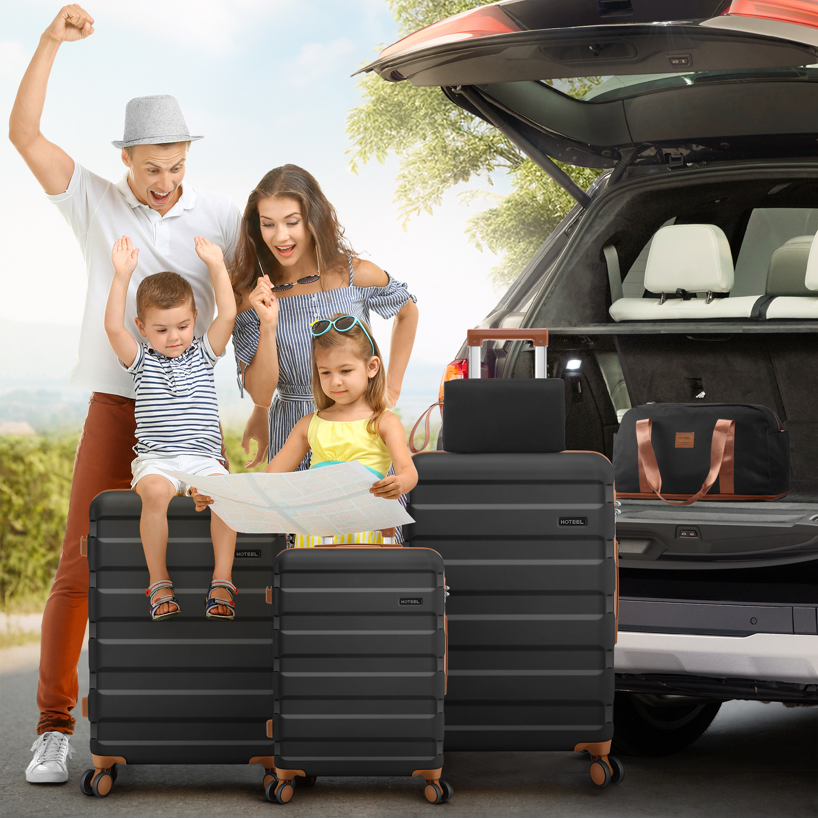 SANOPY 20" Luggage Set, Hardside 3PCS Suitcase Set with TSA Lock and Spinner Wheels