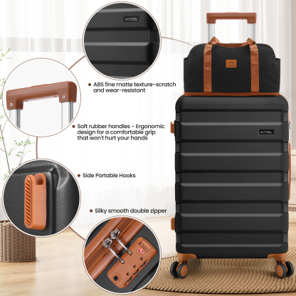 SANOPY 20" Luggage Set, Hardside 3PCS Suitcase Set with TSA Lock and Spinner Wheels