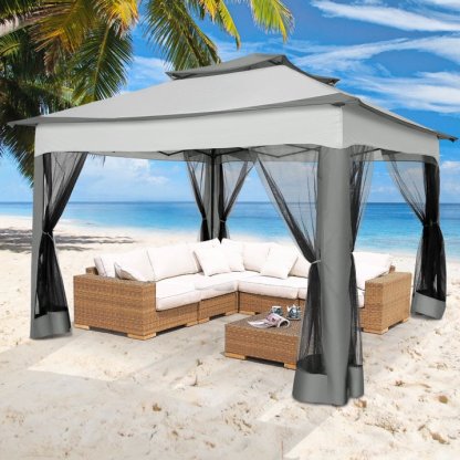 SANOPY 11'X 11' Pop up Gazebo Canopy Tent Outdoor Party Instant Shelter Portable Folding Gazebo Can Accommodate 6-8 People with Netting & Carry Bag, Anti-Rain, Anti-Ultraviolet