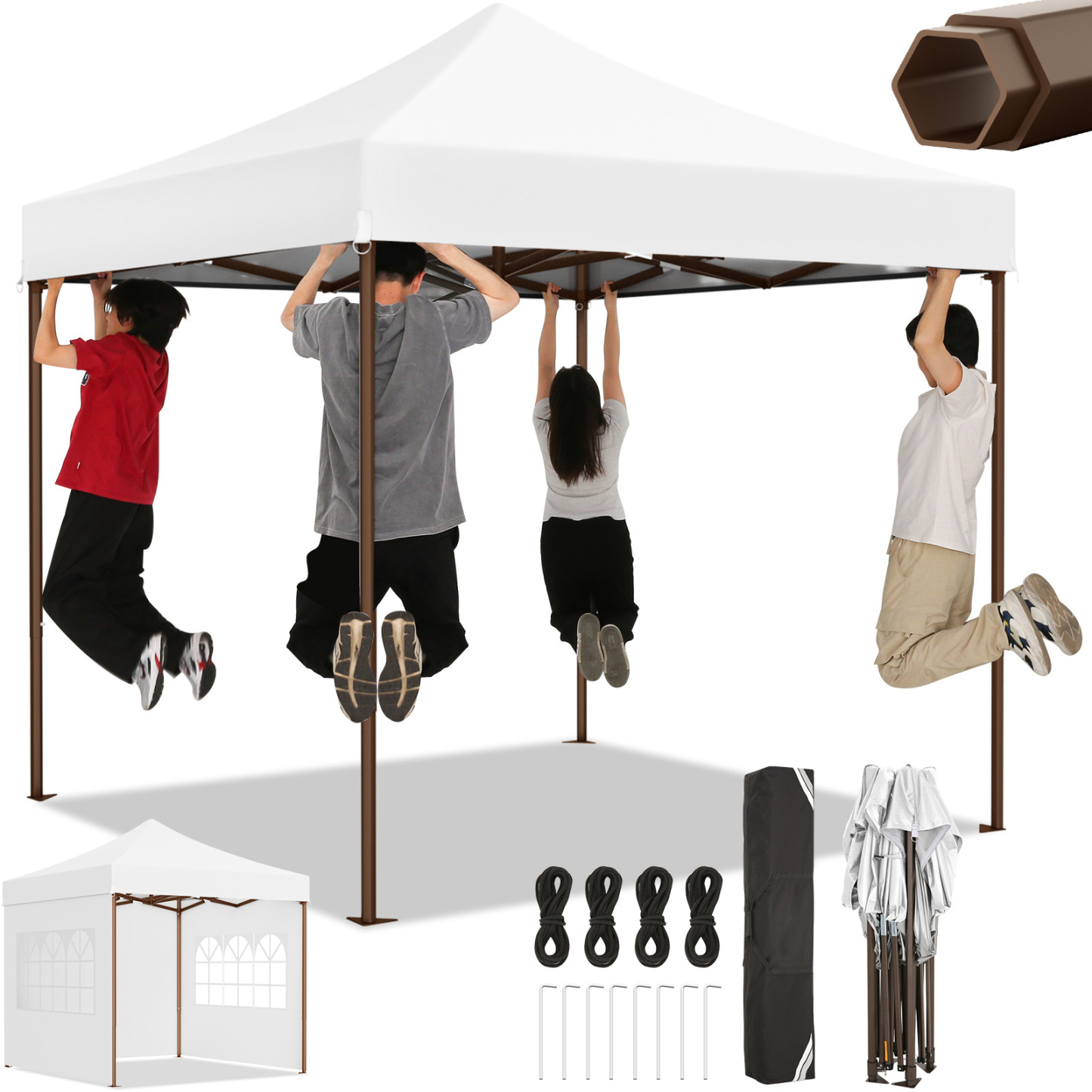 SANOPY Heavy Duty 10'x 30' Pop up Canopy, Commercial Canopy, Waterproof Outdoor Party Tent, Instant Wedding Canopy with 8 Removable Sidewalls, Carrying Bag, 147Ibs, White